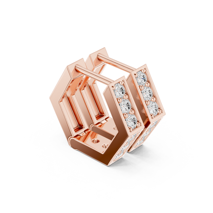 Round Cut Lab Grown Diamond Hoop Earrings in Rose Gold