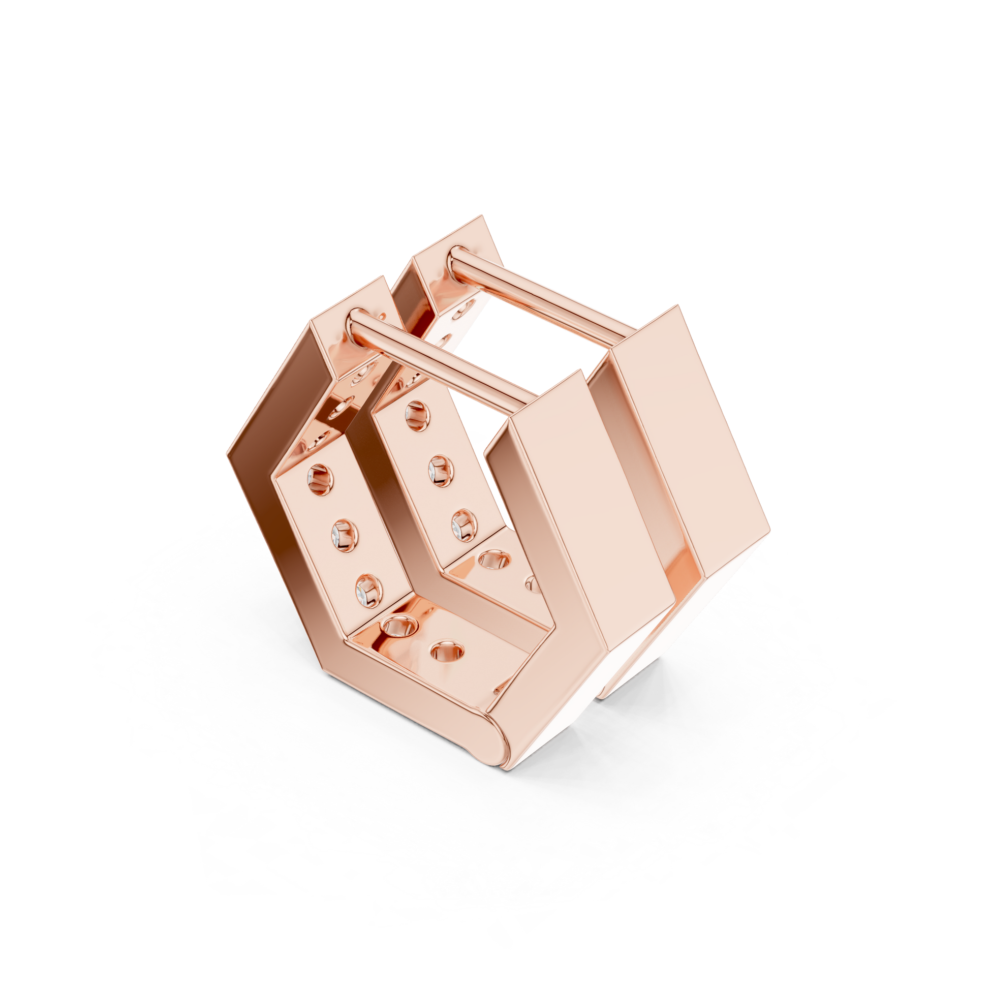 Round Cut Lab Grown Diamond Hoop Earrings in Rose Gold