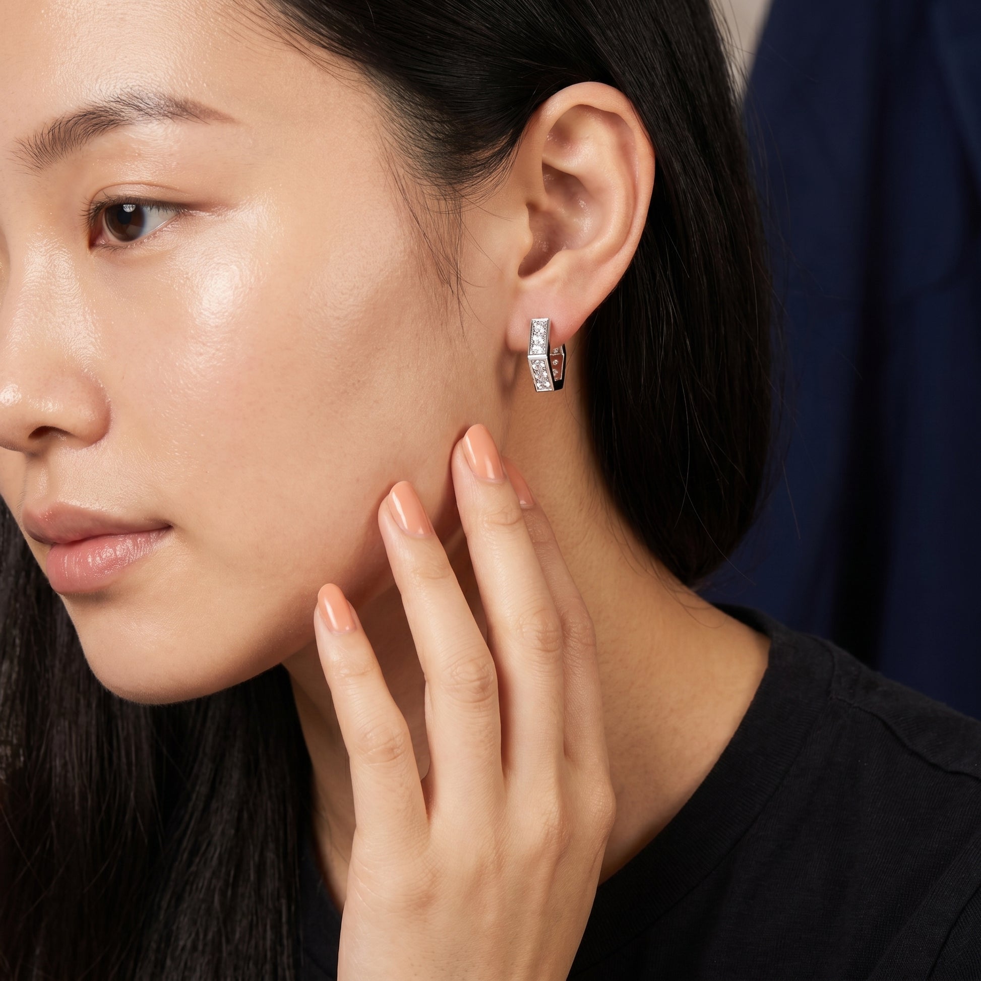 Round Cut Lab Grown Diamond Hoop Earrings in Platinum