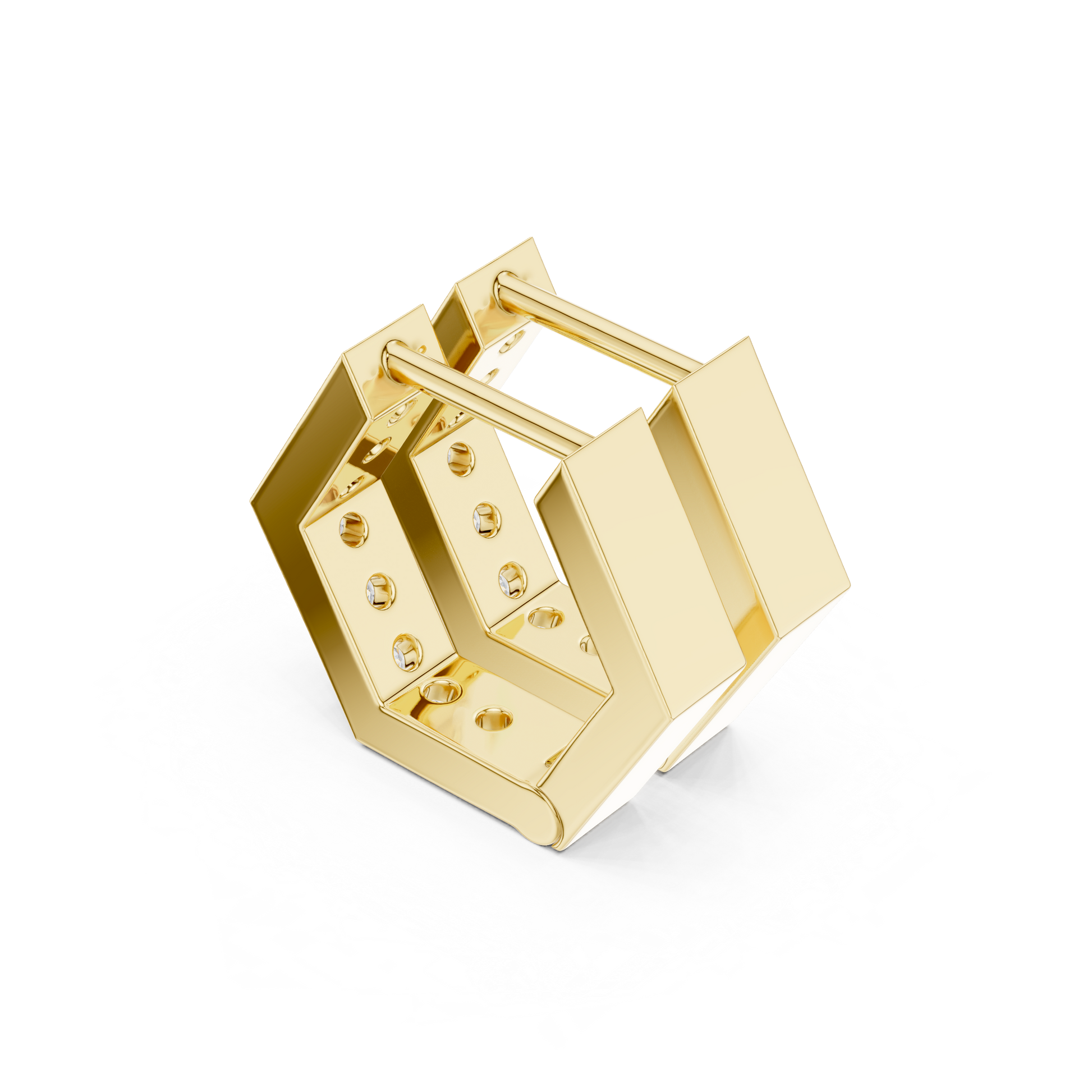 Round Cut Lab Grown Diamond Hoop Earrings in Yellow Gold