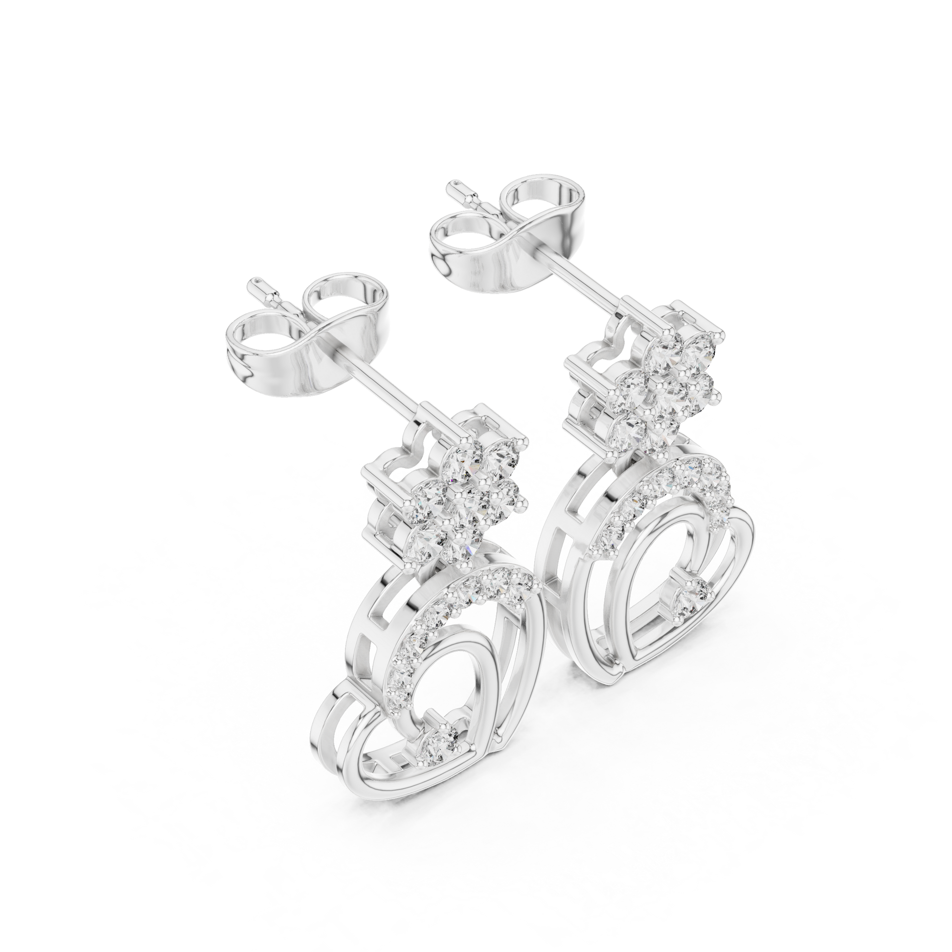 Round Cut Lab Grown Diamond Drop Earrings in Platinum