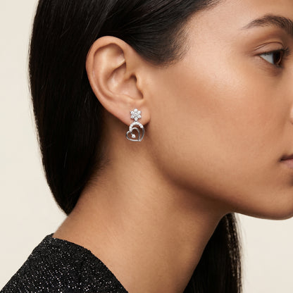 Round Cut Lab Grown Diamond Drop Earrings in Platinum