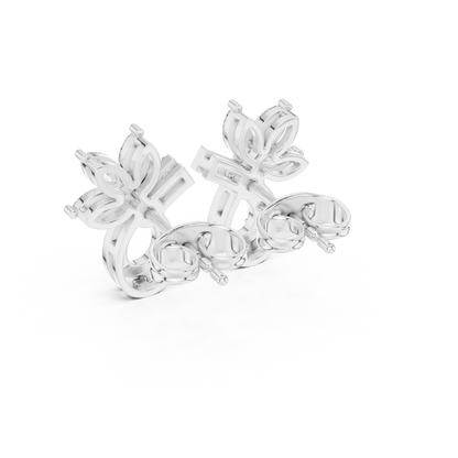 Marquise Round Cut Lab Grown Diamond Stud Earrings in White Gold