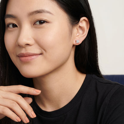Princess Cut Lab Grown Diamond Stud Earrings in Rose Gold