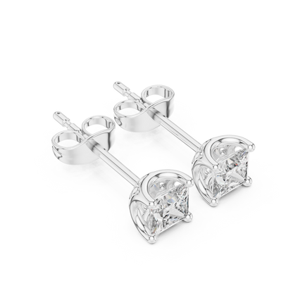 Princess Cut Lab Grown Diamond Stud Earrings in Platinum