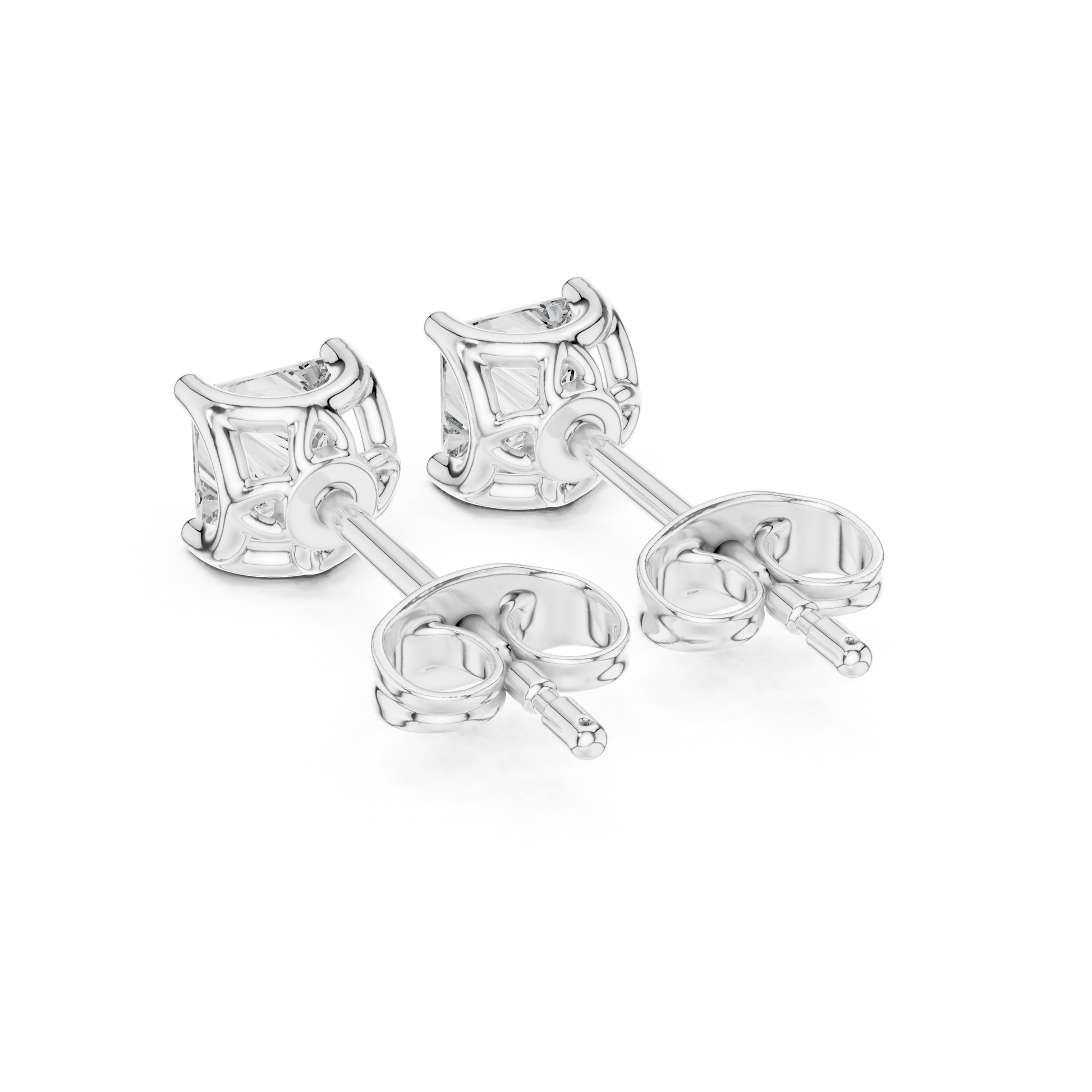 Princess Cut Lab Grown Diamond Stud Earrings in White Gold