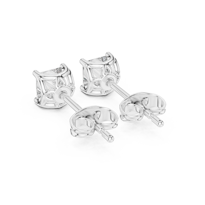 Princess Cut Lab Grown Diamond Stud Earrings in White Gold
