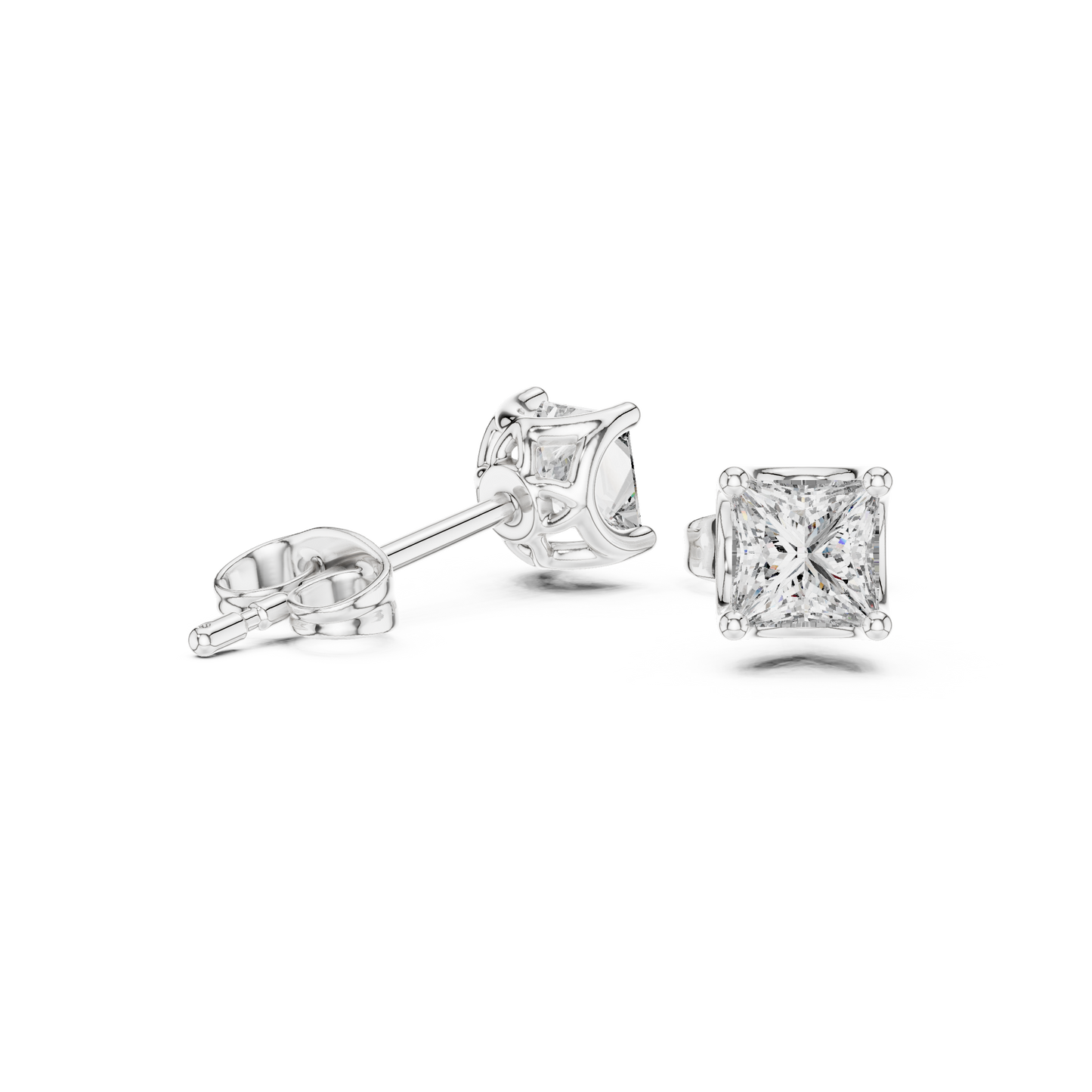 Princess Cut Lab Grown Diamond Stud Earrings in Platinum