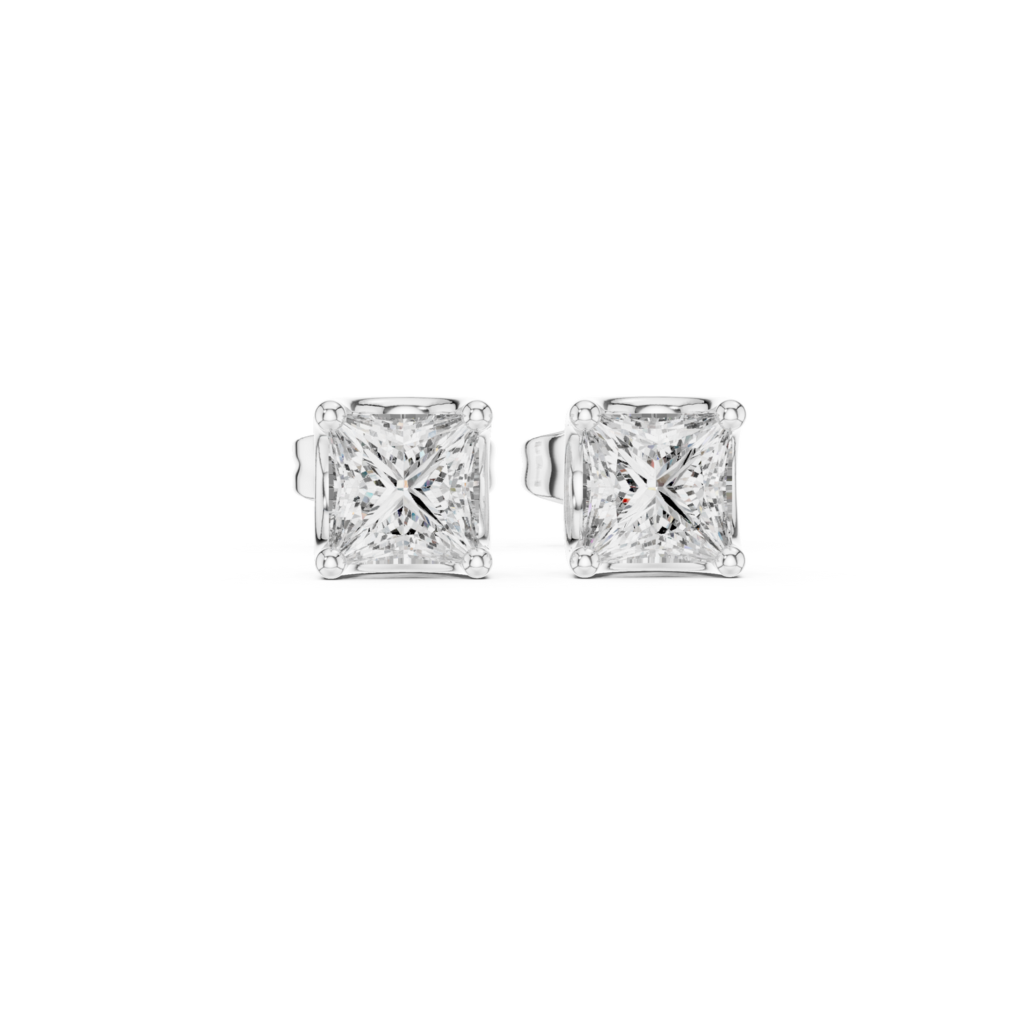 Princess Cut Lab Grown Diamond Stud Earrings in Platinum
