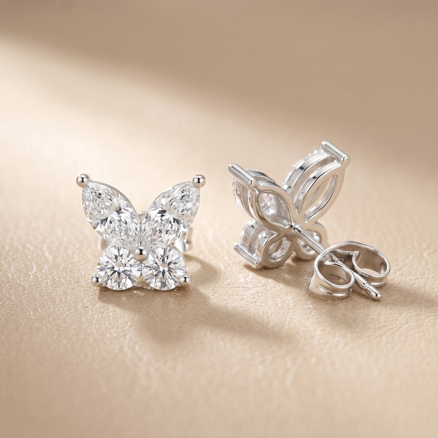 Marquise Round Cut Lab Grown Diamond Stud Earrings in Platinum