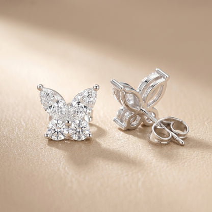 Marquise Round Cut Lab Grown Diamond Stud Earrings in Platinum