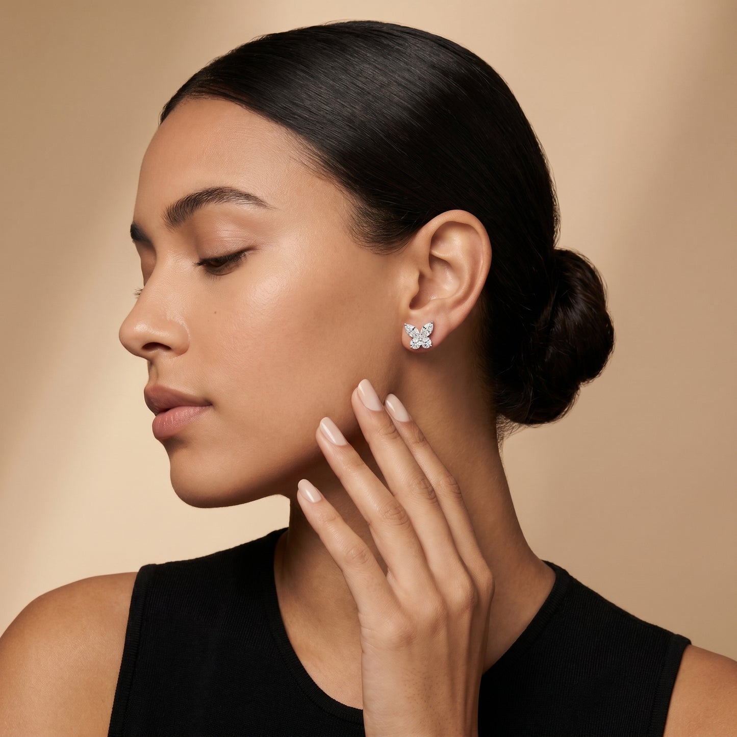 Marquise Round Cut Lab Grown Diamond Stud Earrings in Platinum