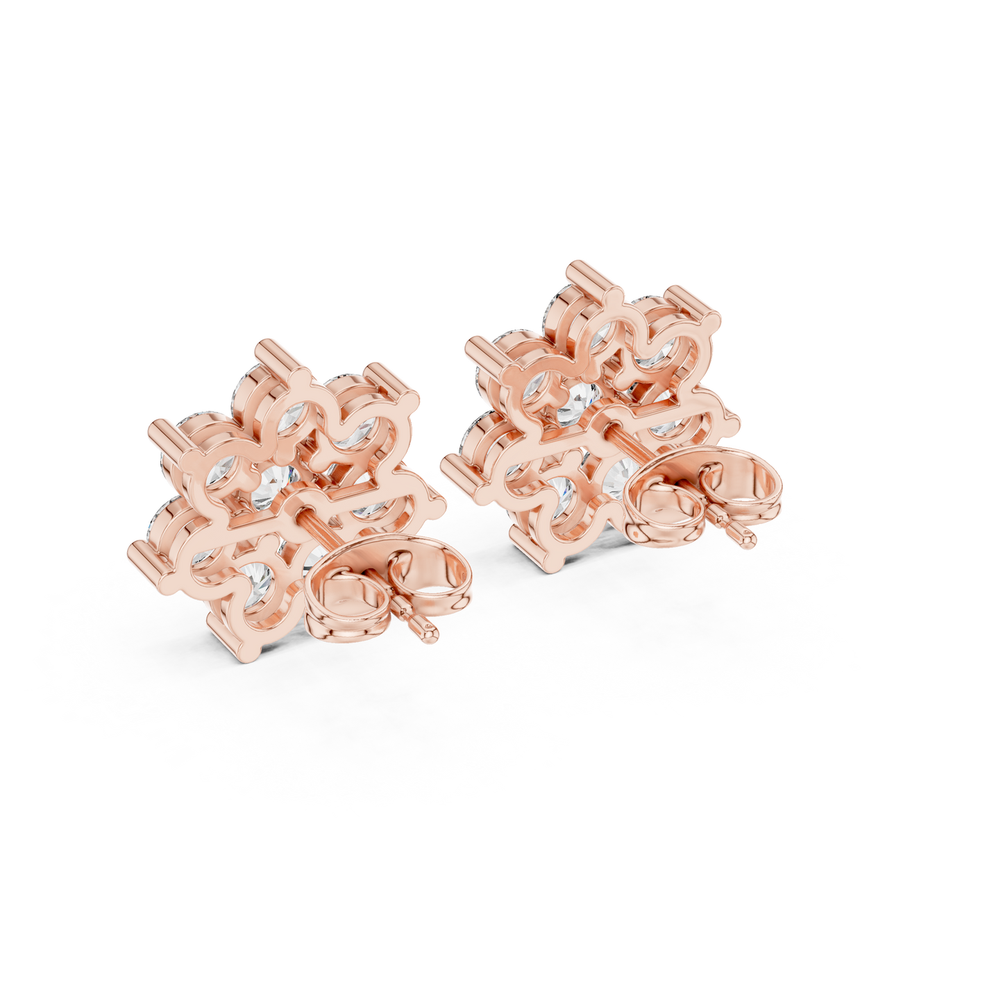 Round Cut Lab Grown Diamond Stud Earrings in Rose Gold