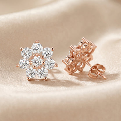Round Cut Lab Grown Diamond Stud Earrings in Rose Gold