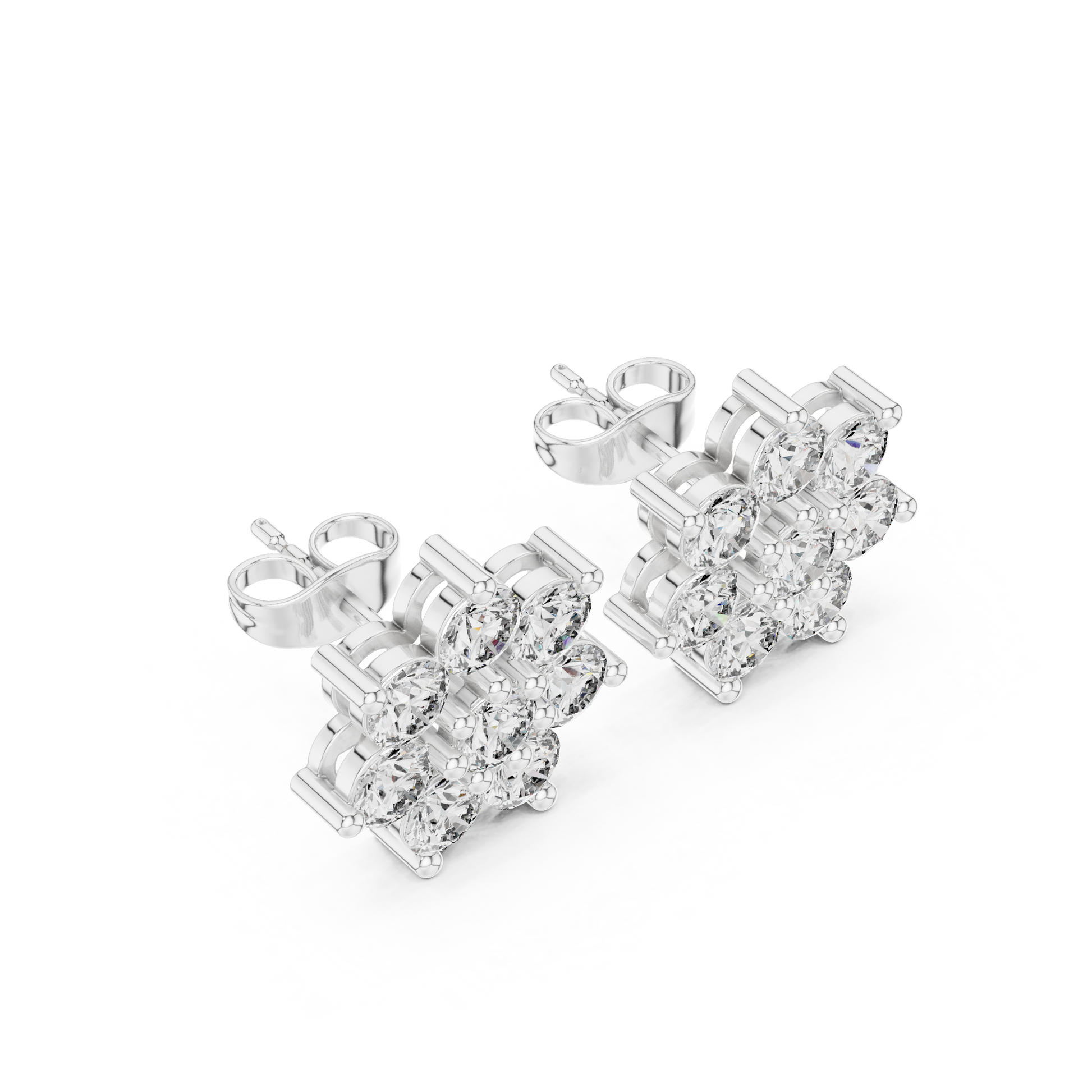 Round Cut Lab Grown Diamond Stud Earrings in Silver