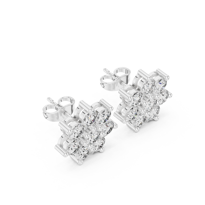 Round Cut Lab Grown Diamond Stud Earrings in Platinum