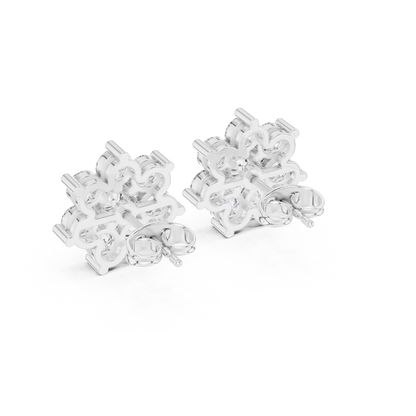 Round Cut Lab Grown Diamond Stud Earrings in Silver