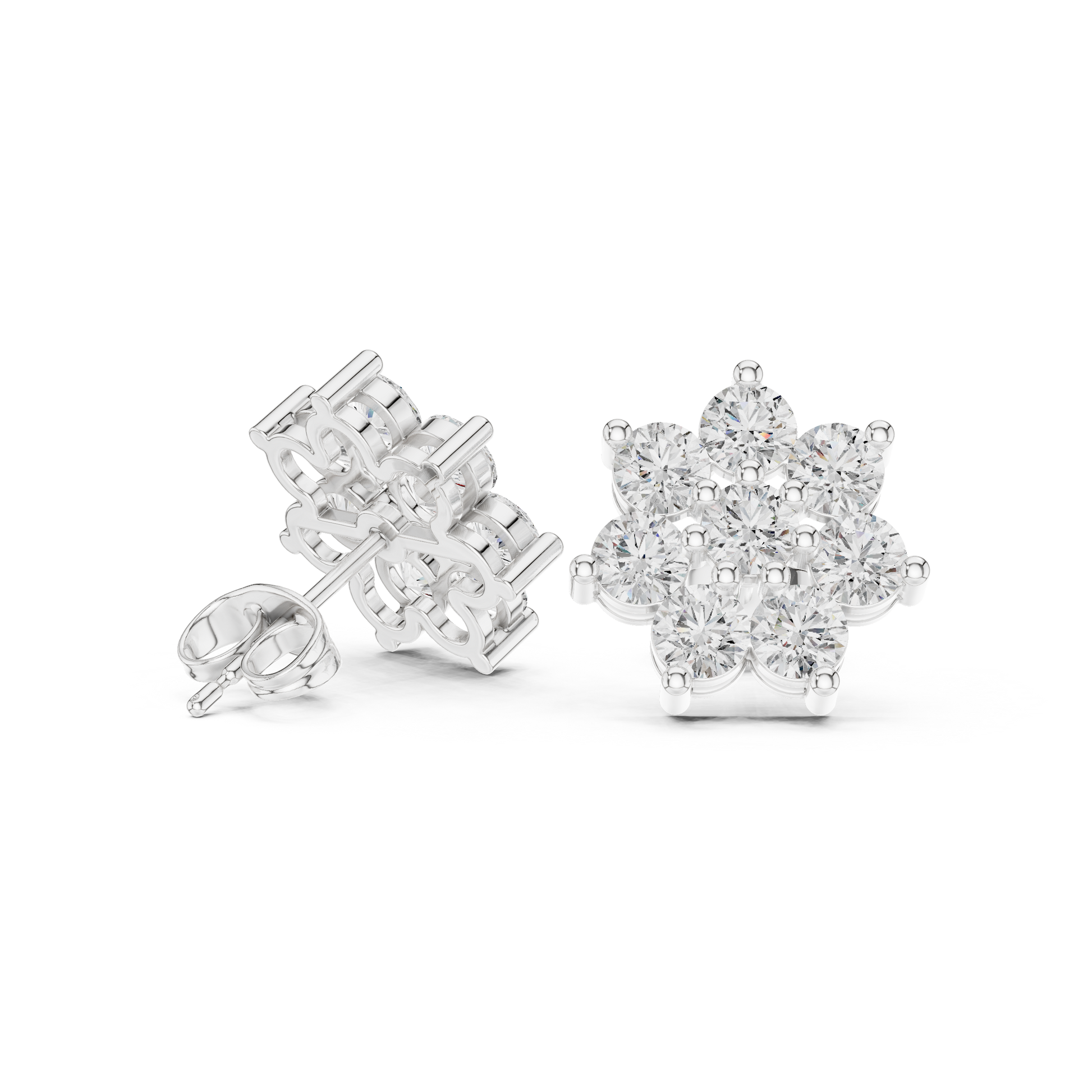 Round Cut Lab Grown Diamond Stud Earrings in White Gold