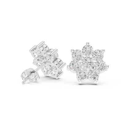 Round Cut Lab Grown Diamond Stud Earrings in White Gold