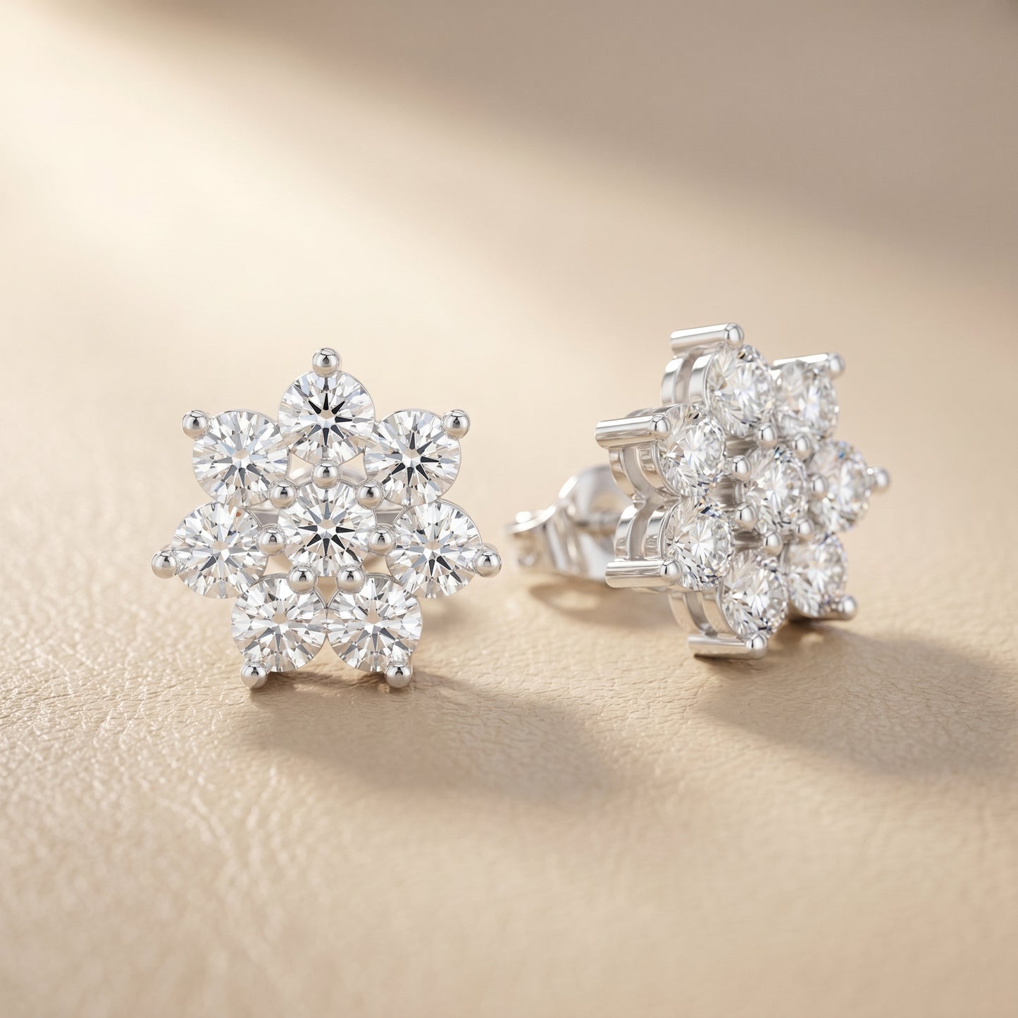 Round Cut Lab Grown Diamond Stud Earrings in Platinum