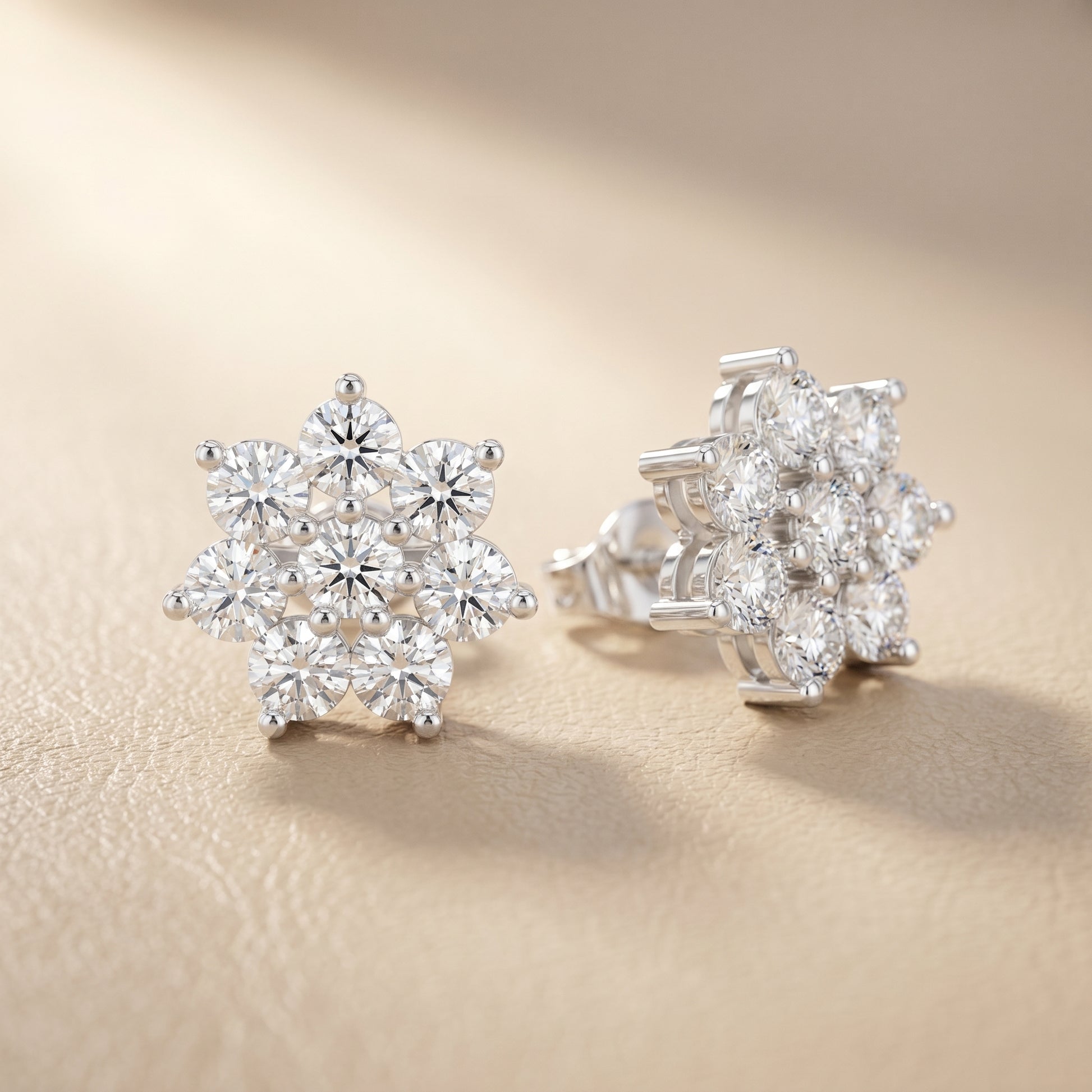 Round Cut Lab Grown Diamond Stud Earrings in Platinum
