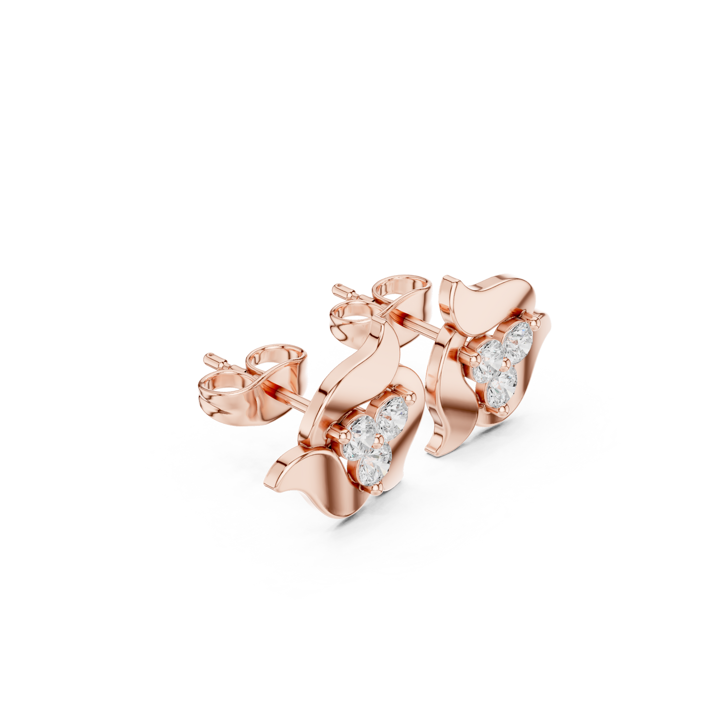 Round Cut Lab Grown Diamond Stud Earrings in Rose Gold