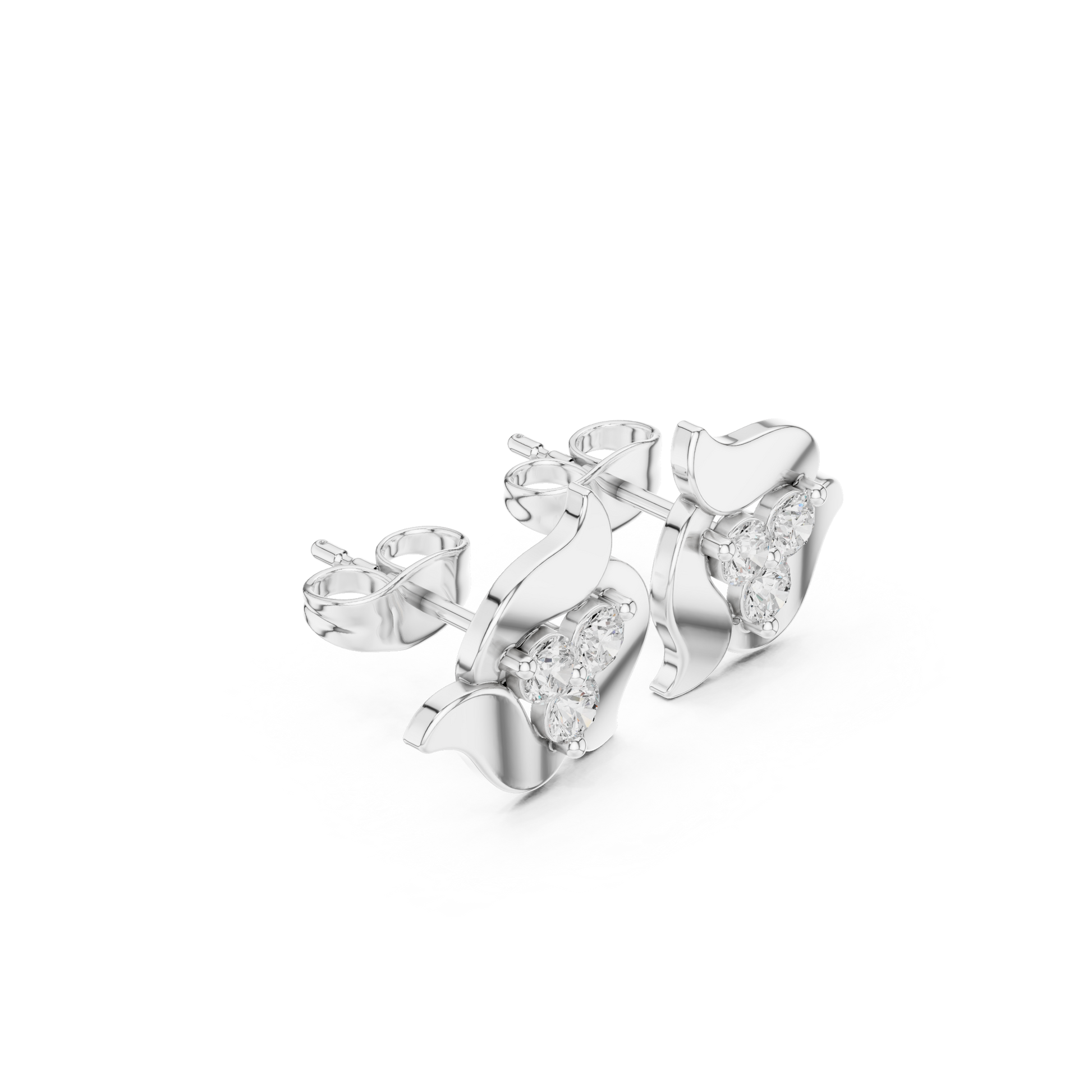 Round Cut Lab Grown Diamond Stud Earrings in Platinum