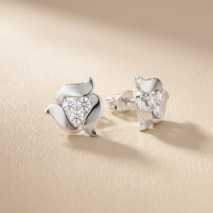 Round Cut Lab Grown Diamond Stud Earrings in White Gold