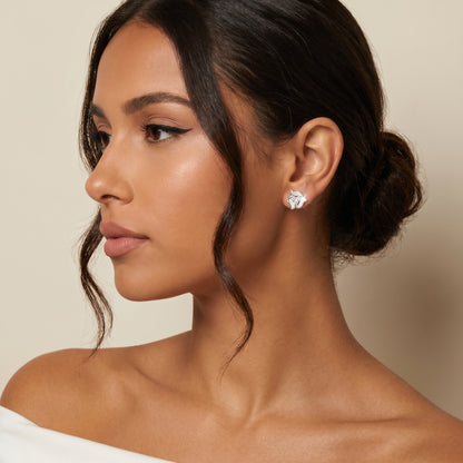Round Cut Lab Grown Diamond Stud Earrings in White Gold