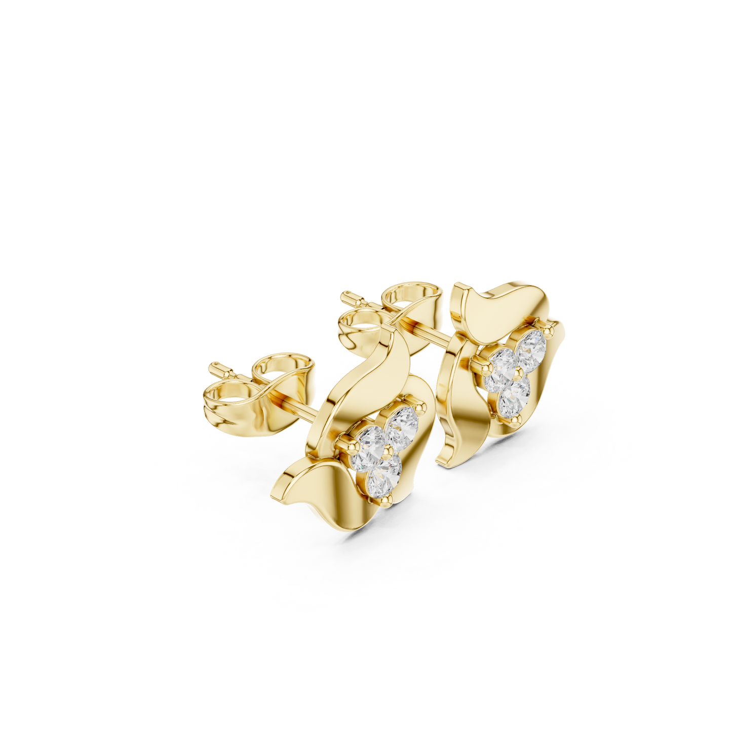 Round Cut Lab Grown Diamond Stud Earrings in Yellow Gold