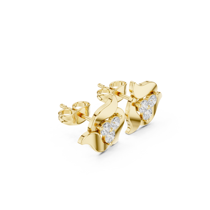 Round Cut Lab Grown Diamond Stud Earrings in Yellow Gold