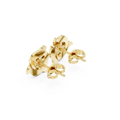 Round Cut Lab Grown Diamond Stud Earrings in Yellow Gold