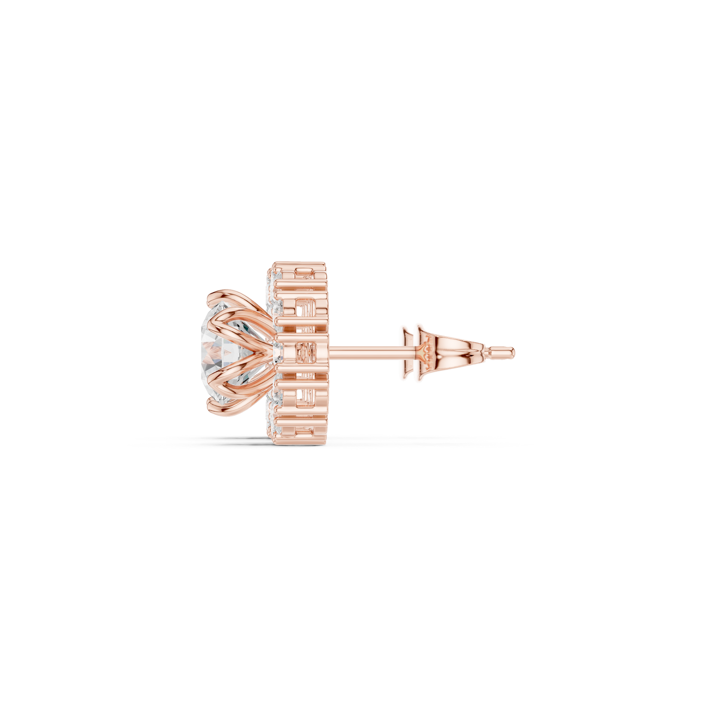 Round Cut Lab Grown Diamond Stud Earrings in Rose Gold