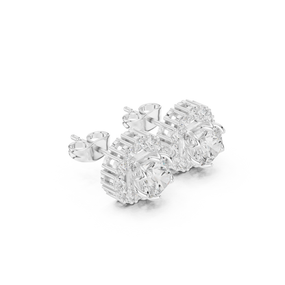 Round Cut Lab Grown Diamond Stud Earrings in Silver