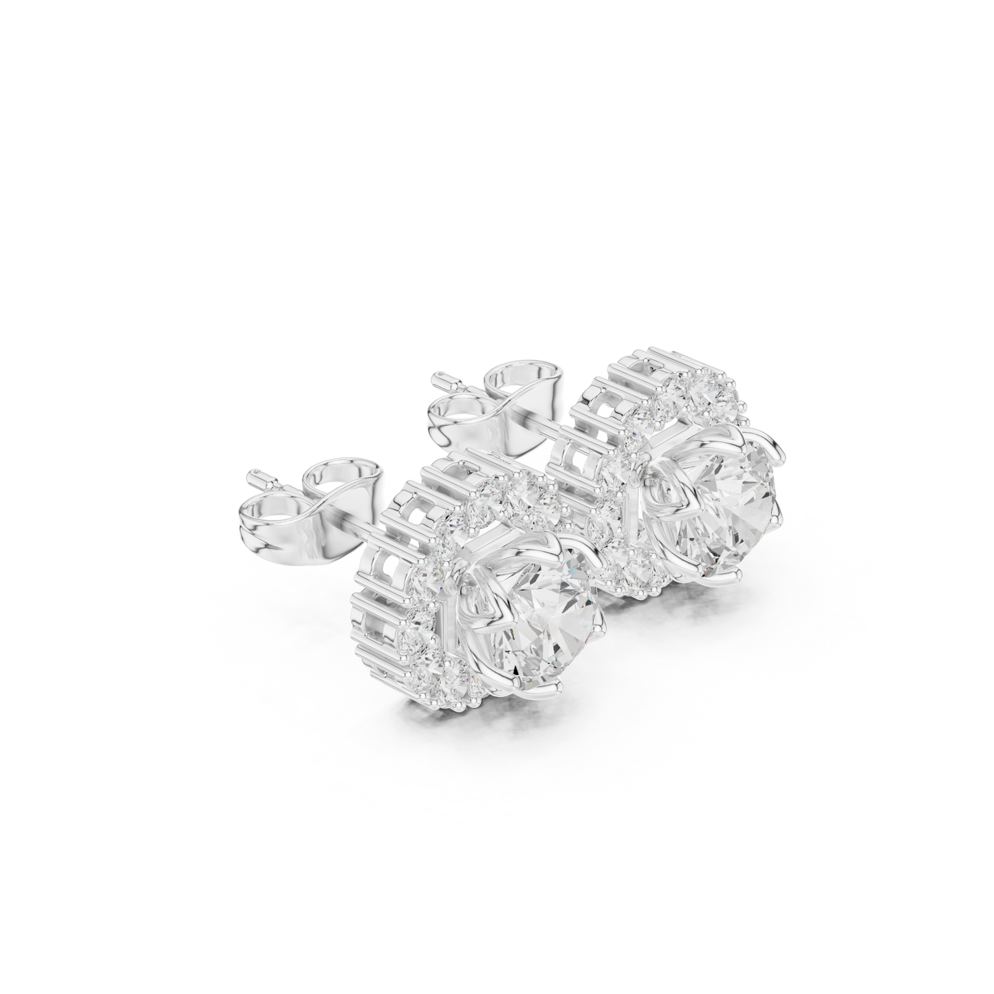 Round Cut Lab Grown Diamond Stud Earrings in Platinum