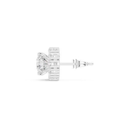 Round Cut Lab Grown Diamond Stud Earrings in White Gold