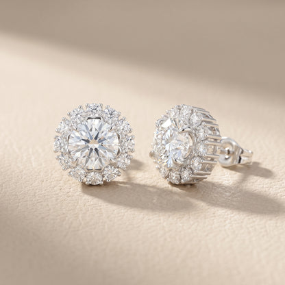 Round Cut Lab Grown Diamond Stud Earrings in Platinum