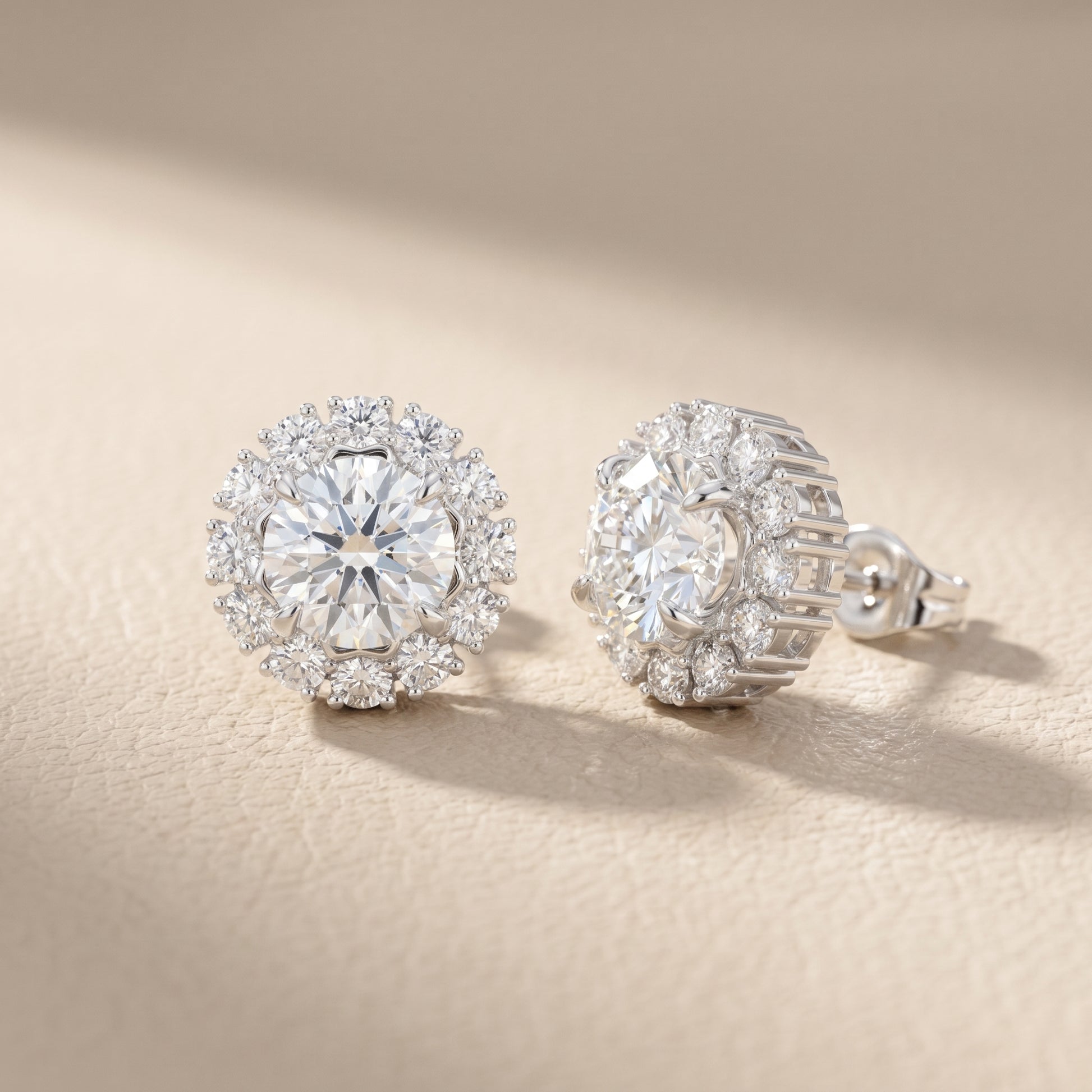 Round Cut Lab Grown Diamond Stud Earrings in Silver