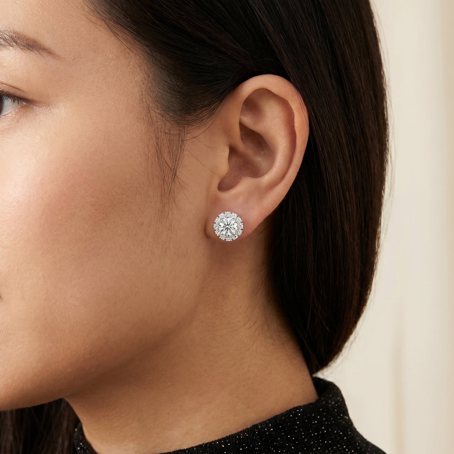 Round Cut Lab Grown Diamond Stud Earrings in White Gold