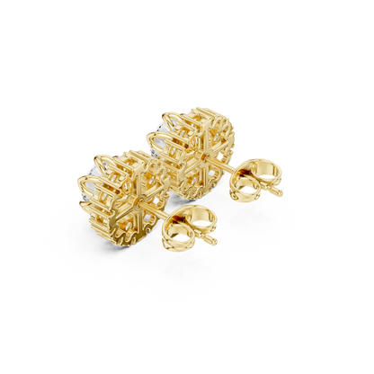 Round Cut Lab Grown Diamond Stud Earrings in Yellow Gold