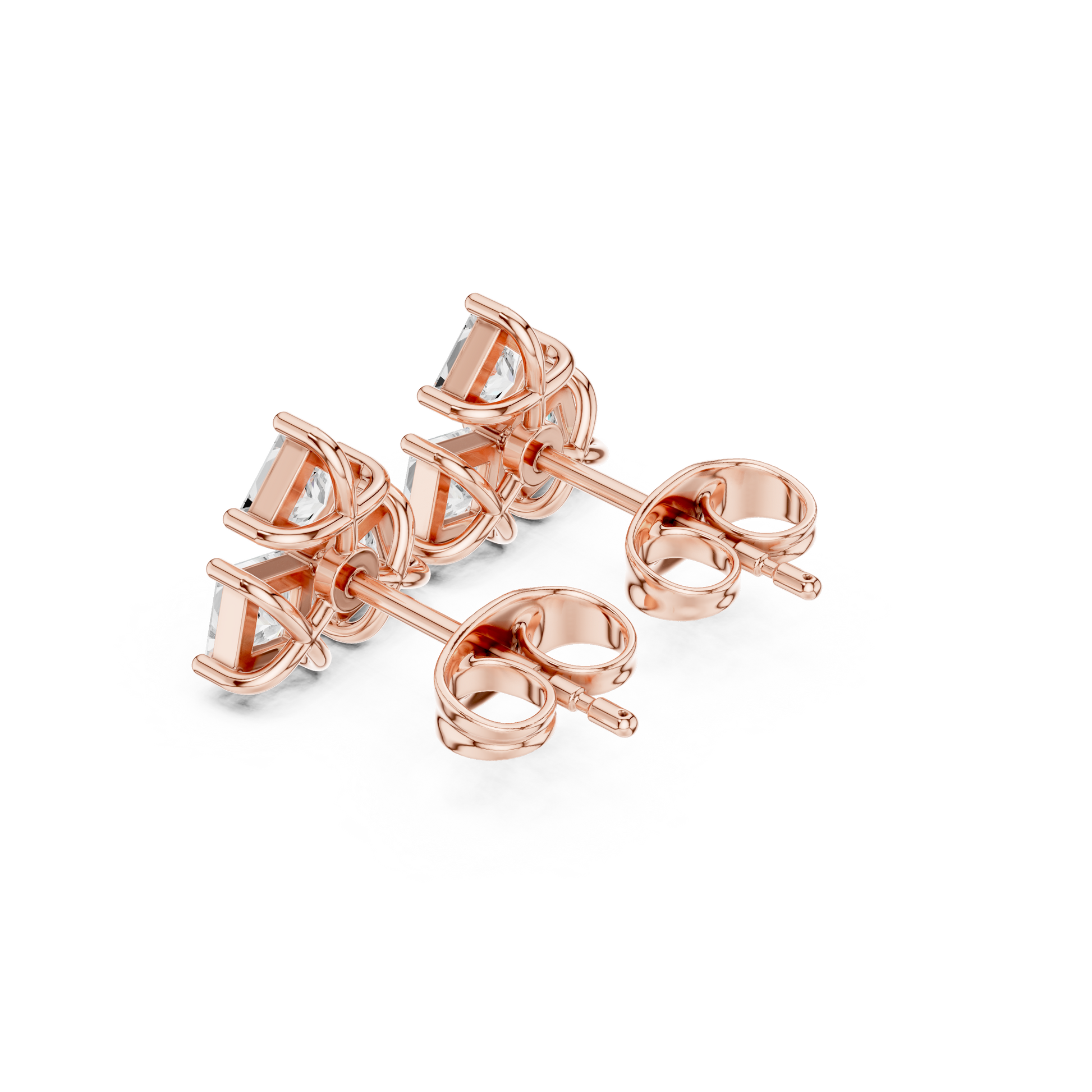 Juno Cluster Princess Cut Lab Grown Diamond Stud Earrings in Rose Gold