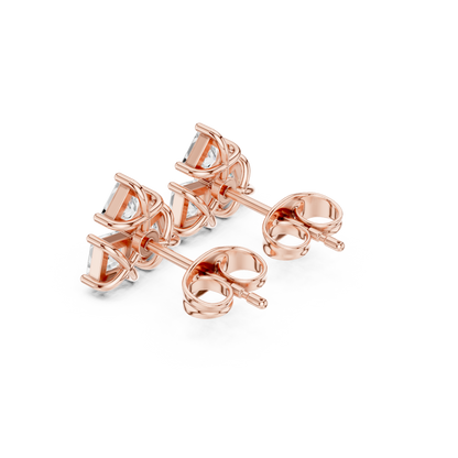 Juno Cluster Princess Cut Lab Grown Diamond Stud Earrings in Rose Gold