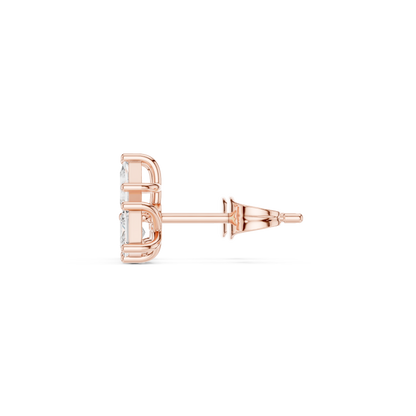 Juno Cluster Princess Cut Lab Grown Diamond Stud Earrings in Rose Gold