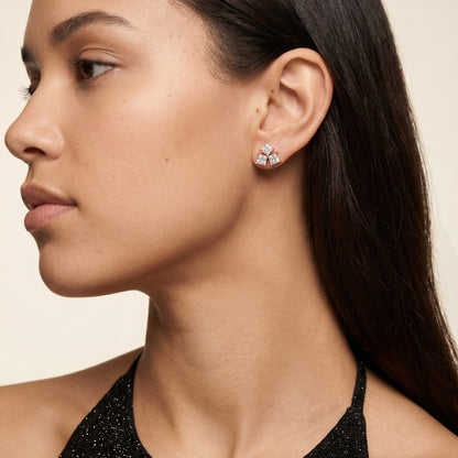 Juno Cluster Princess Cut Lab Grown Diamond Stud Earrings in Rose Gold