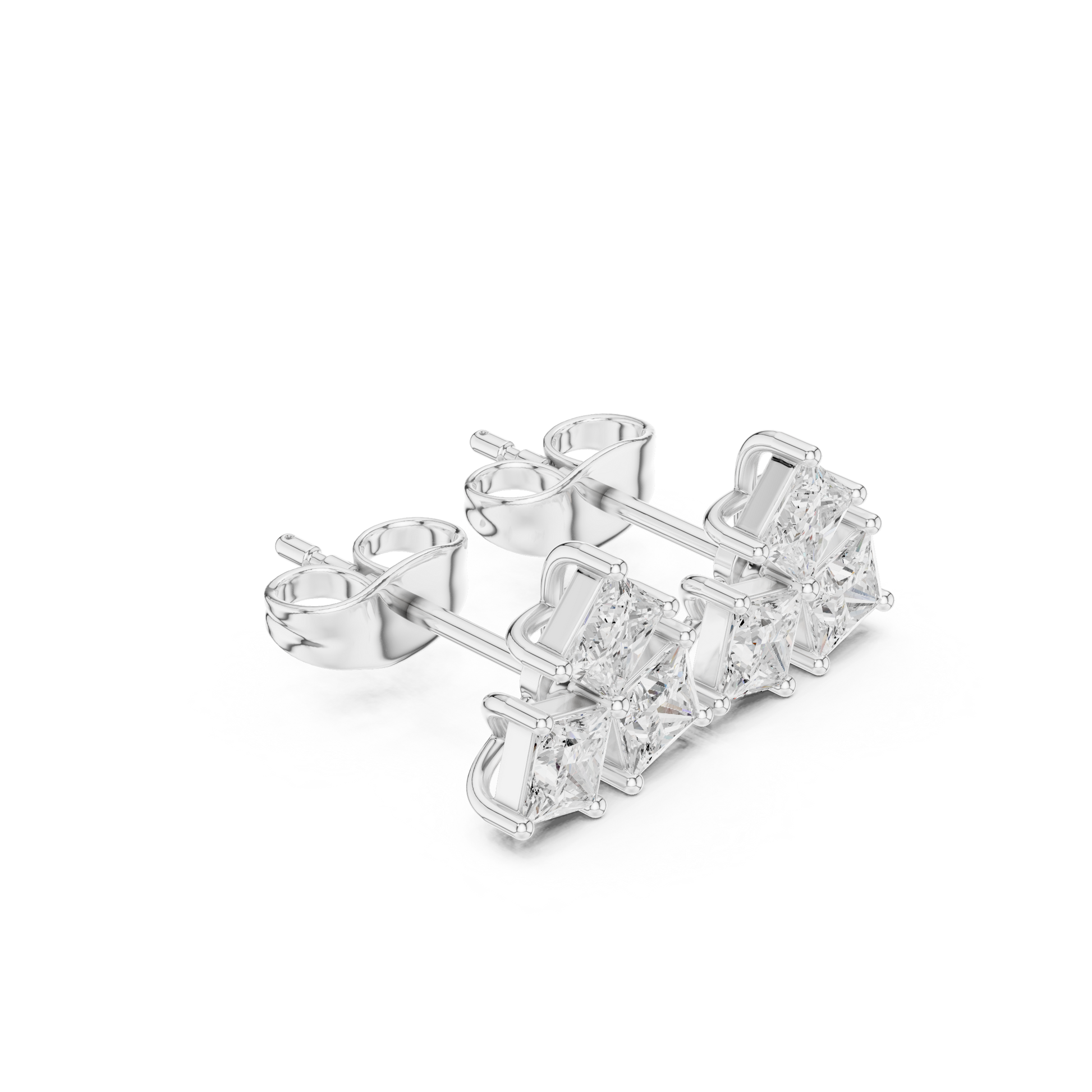 Juno Cluster Princess Cut Lab Grown Diamond Stud Earrings in Platinum