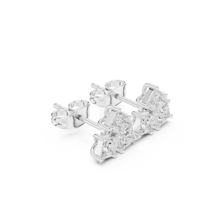 Juno Cluster Princess Cut Lab Grown Diamond Stud Earrings in Platinum