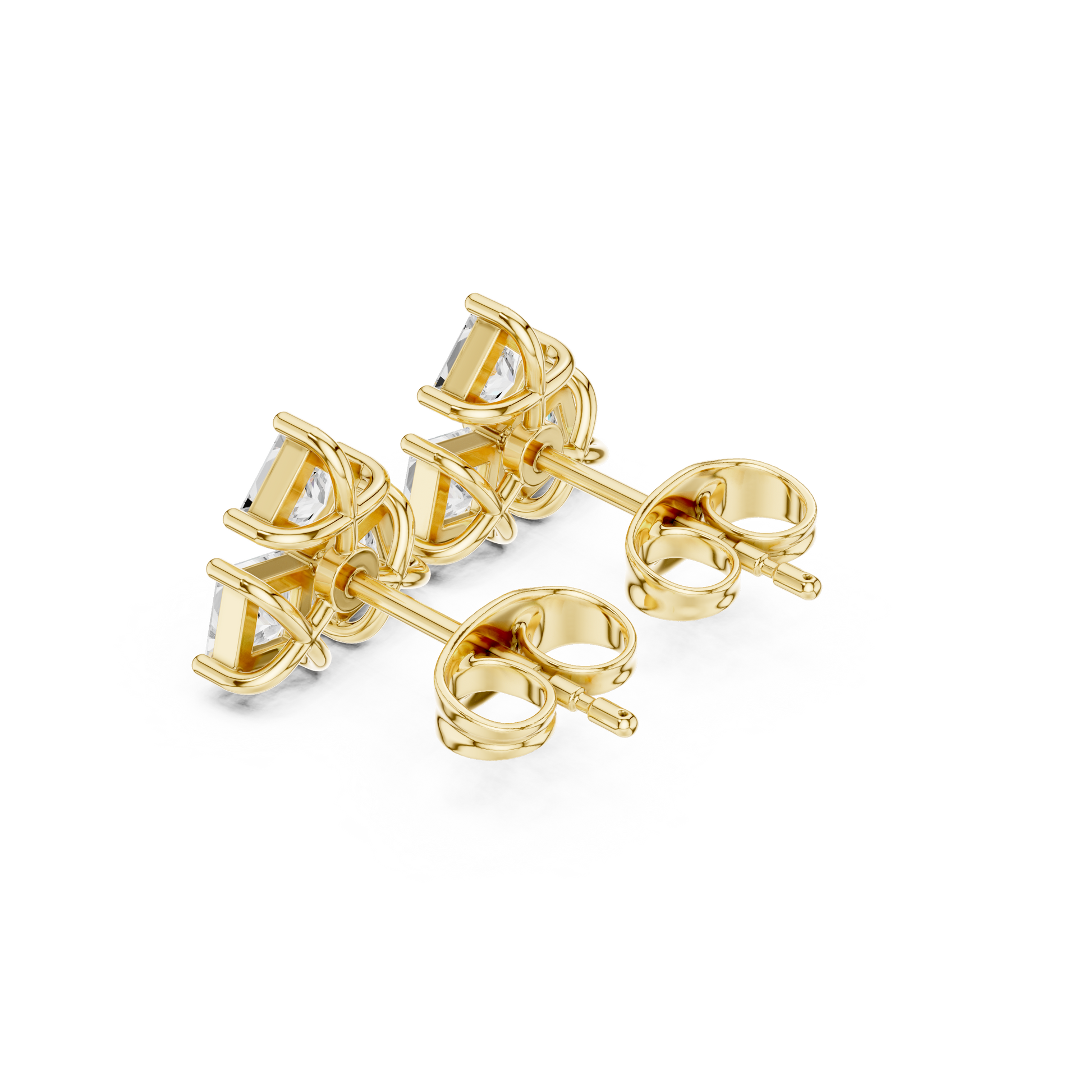 Juno Cluster Princess Cut Lab Grown Diamond Stud Earrings in Yellow Gold