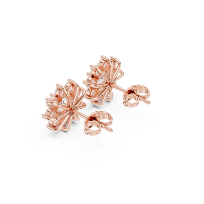 Round Cut Lab Grown Diamond Stud Earrings in Rose Gold