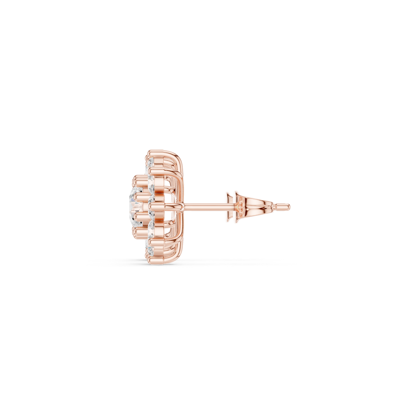 Round Cut Lab Grown Diamond Stud Earrings in Rose Gold