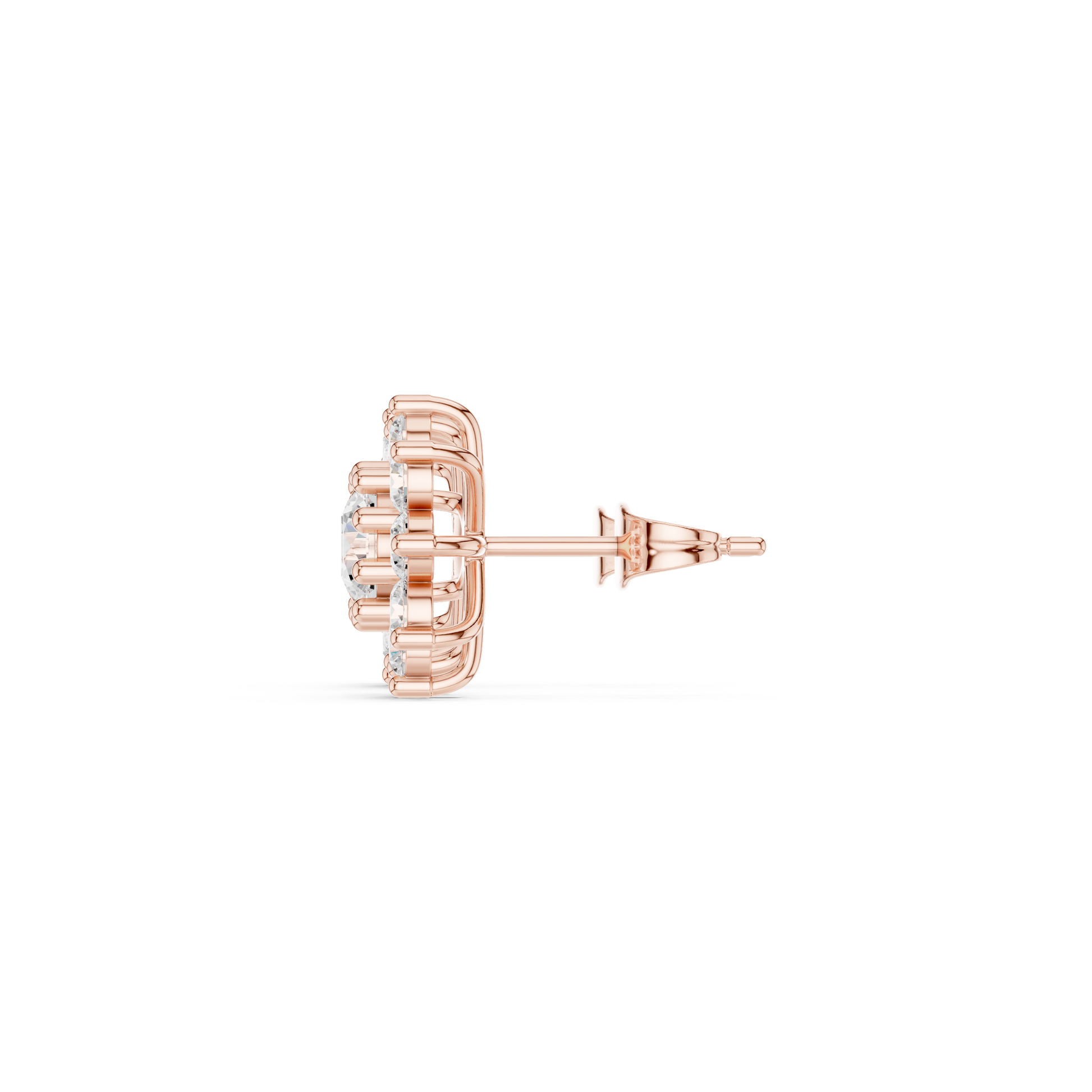 Round Cut Lab Grown Diamond Stud Earrings in Rose Gold